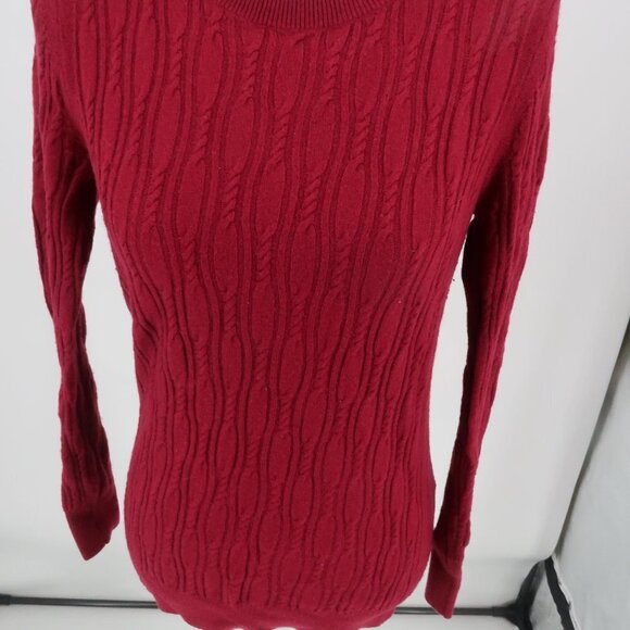 Banana Republic Maroon Red Cable Knit Sweater Fine Italian Yarn Filpucci Size M - Picture 3 of 8